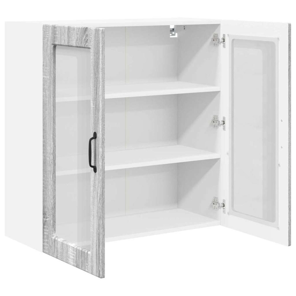 Produktbild för Väggglasförråd PORTO Grå Sonoma 80 x 31 x 80 cm Konstruerat trä