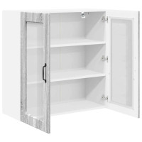 Produktbild för Väggglasförråd PORTO Grå Sonoma 80 x 31 x 80 cm Konstruerat trä