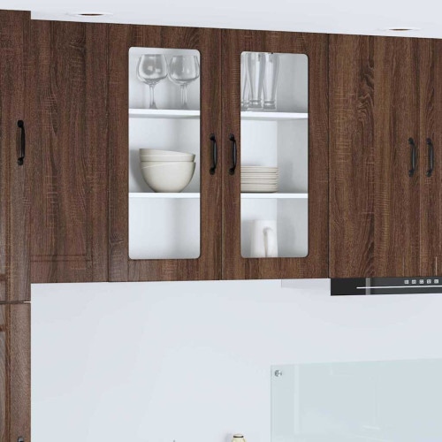 vidaXL Väggglasförråd PORTO Brun Ek 80 x 31 x 80 cm Konstruerat trä