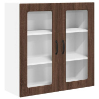 Produktbild för Väggglasförråd PORTO Brun Ek 80 x 31 x 80 cm Konstruerat trä