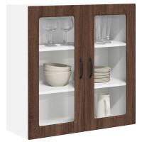 Produktbild för Väggglasförråd PORTO Brun Ek 80 x 31 x 80 cm Konstruerat trä