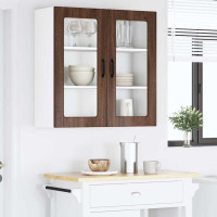 Produktbild för Väggglasförråd PORTO Brun Ek 80 x 31 x 80 cm Konstruerat trä
