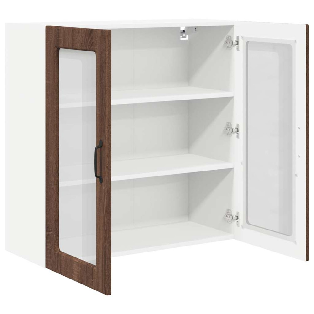 Produktbild för Väggglasförråd PORTO Brun Ek 80 x 31 x 80 cm Konstruerat trä
