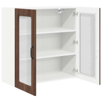 Produktbild för Väggglasförråd PORTO Brun Ek 80 x 31 x 80 cm Konstruerat trä