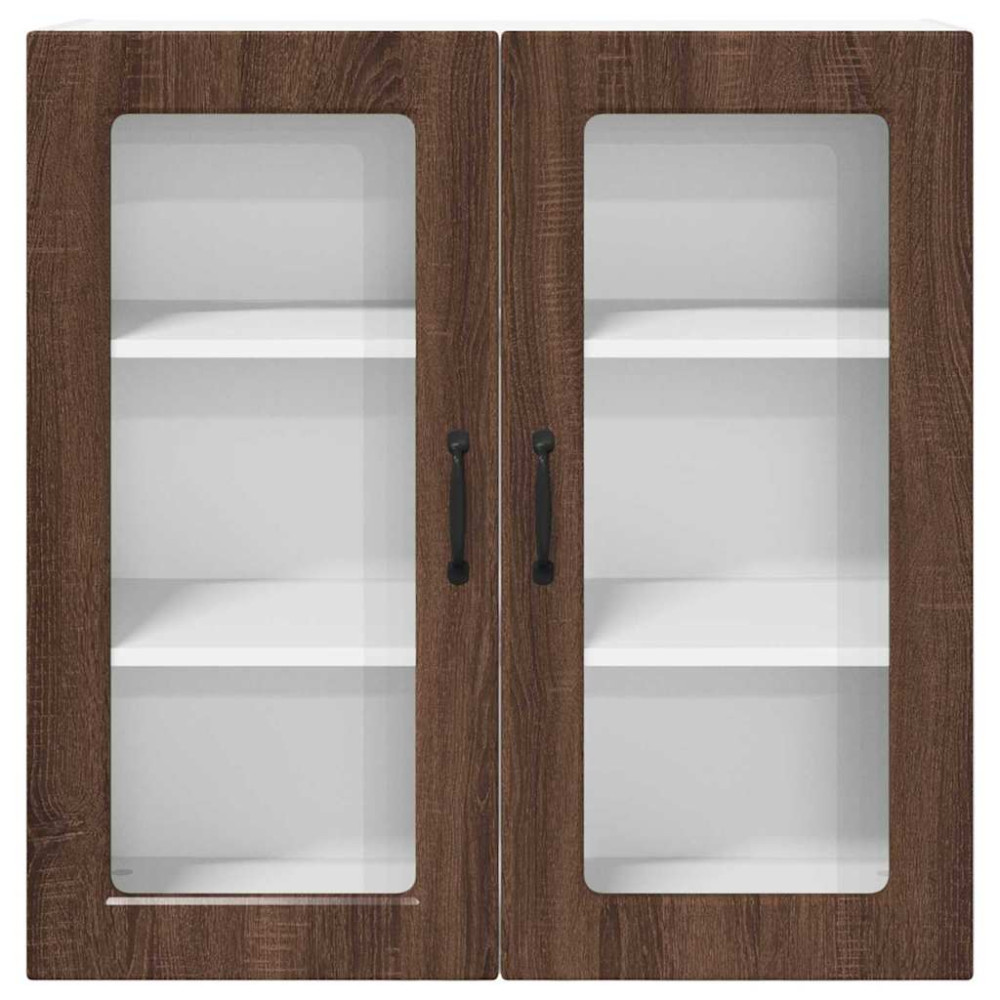 Produktbild för Väggglasförråd PORTO Brun Ek 80 x 31 x 80 cm Konstruerat trä