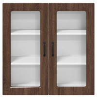 Produktbild för Väggglasförråd PORTO Brun Ek 80 x 31 x 80 cm Konstruerat trä