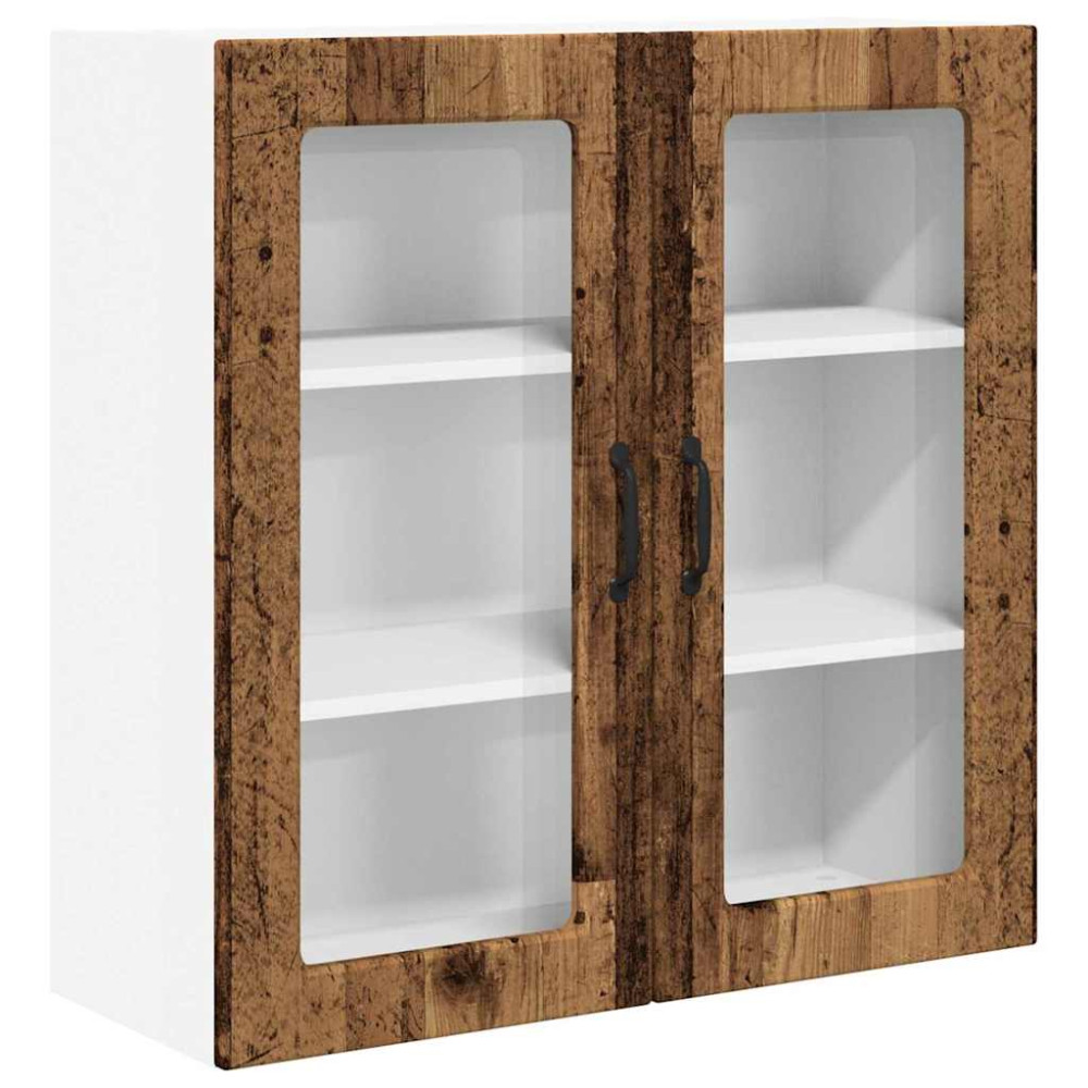 Produktbild för Väggglasförråd PORTO Gammalt trä 80 x 31 x 80 cm