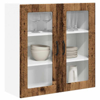 Produktbild för Väggglasförråd PORTO Gammalt trä 80 x 31 x 80 cm