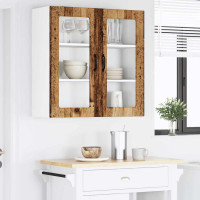 Produktbild för Väggglasförråd PORTO Gammalt trä 80 x 31 x 80 cm