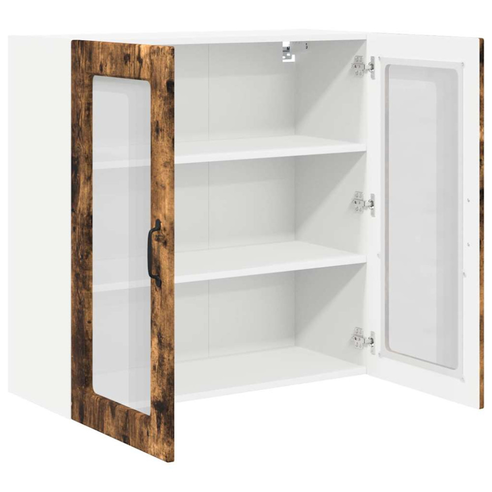 Produktbild för Väggglasförråd PORTO Gammalt trä 80 x 31 x 80 cm