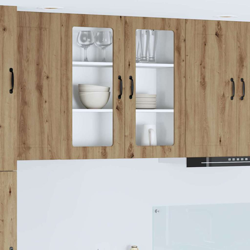 Produktbild för Väggglasförråd PORTO Artisan Ek 80 x 31 x 80 cm Konstruerat trä