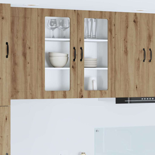 vidaXL Väggglasförråd PORTO Artisan Ek 80 x 31 x 80 cm Konstruerat trä