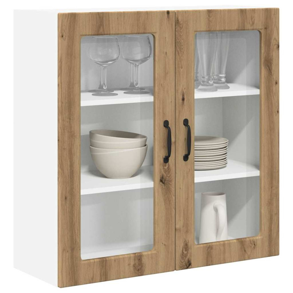Produktbild för Väggglasförråd PORTO Artisan Ek 80 x 31 x 80 cm Konstruerat trä