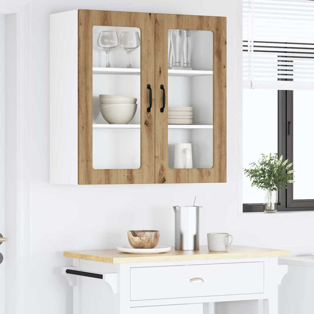Produktbild för Väggglasförråd PORTO Artisan Ek 80 x 31 x 80 cm Konstruerat trä