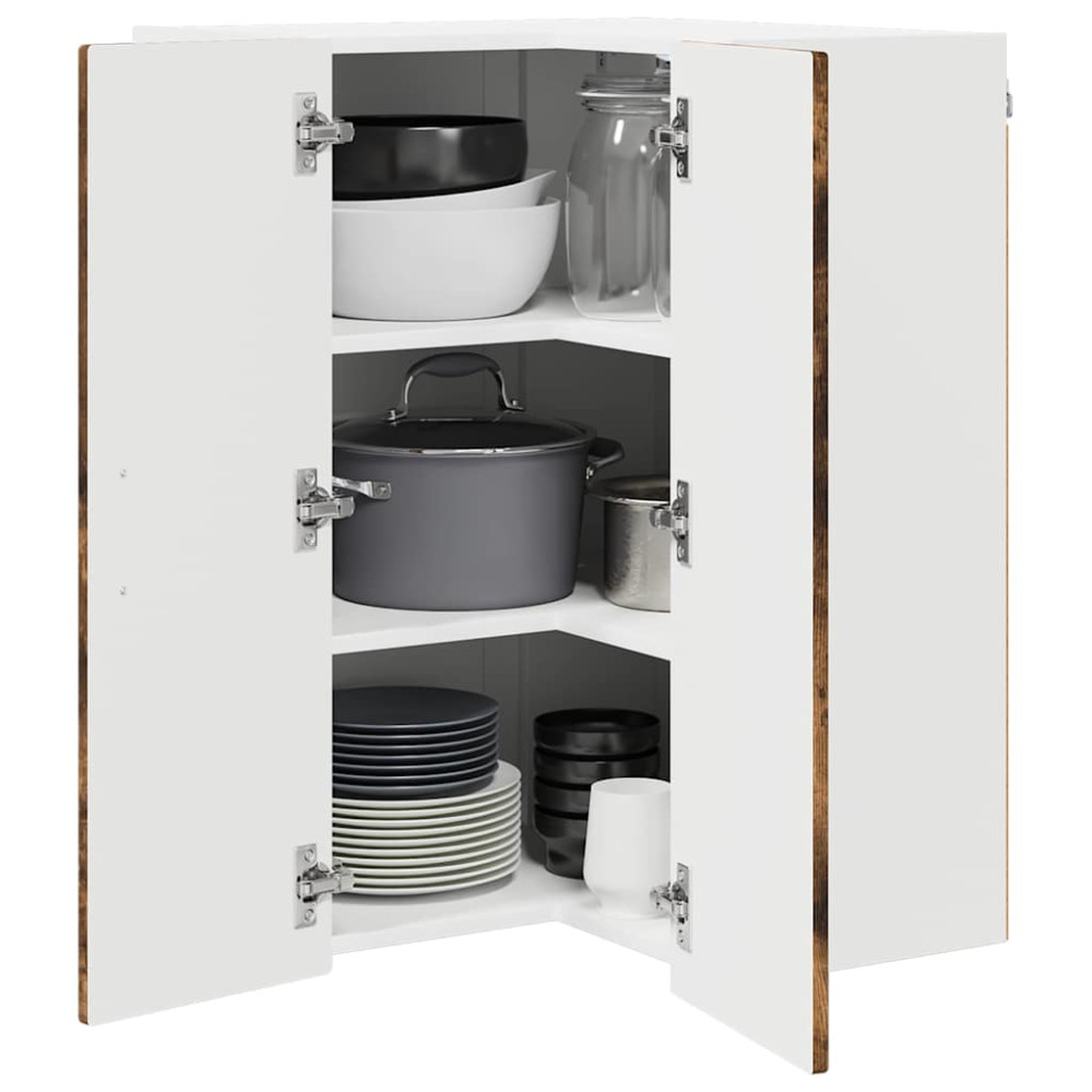 Produktbild för Vägghörnskåp PORTO Rökt ek 57 x 57 x 80 cm Konstruerat trä
