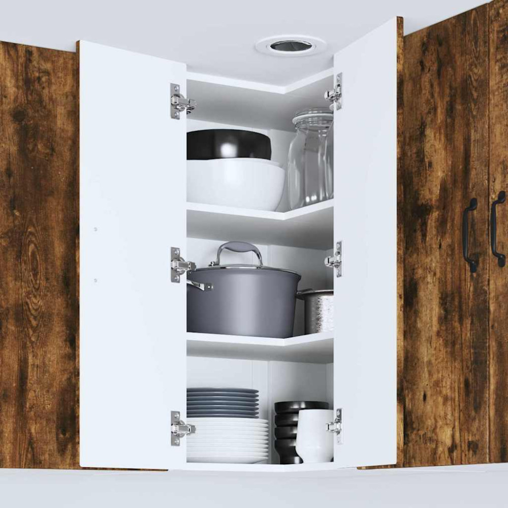 Produktbild för Vägghörnskåp PORTO Rökt ek 57 x 57 x 80 cm Konstruerat trä