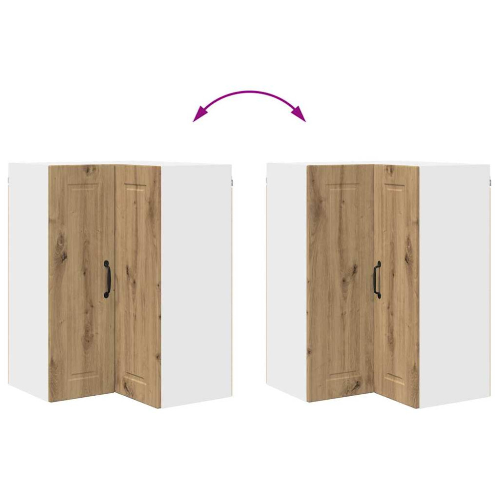 Produktbild för Vägghörnskåp PORTO Artisan Ek 57 x 57 x 80 cm Konstruerat trä