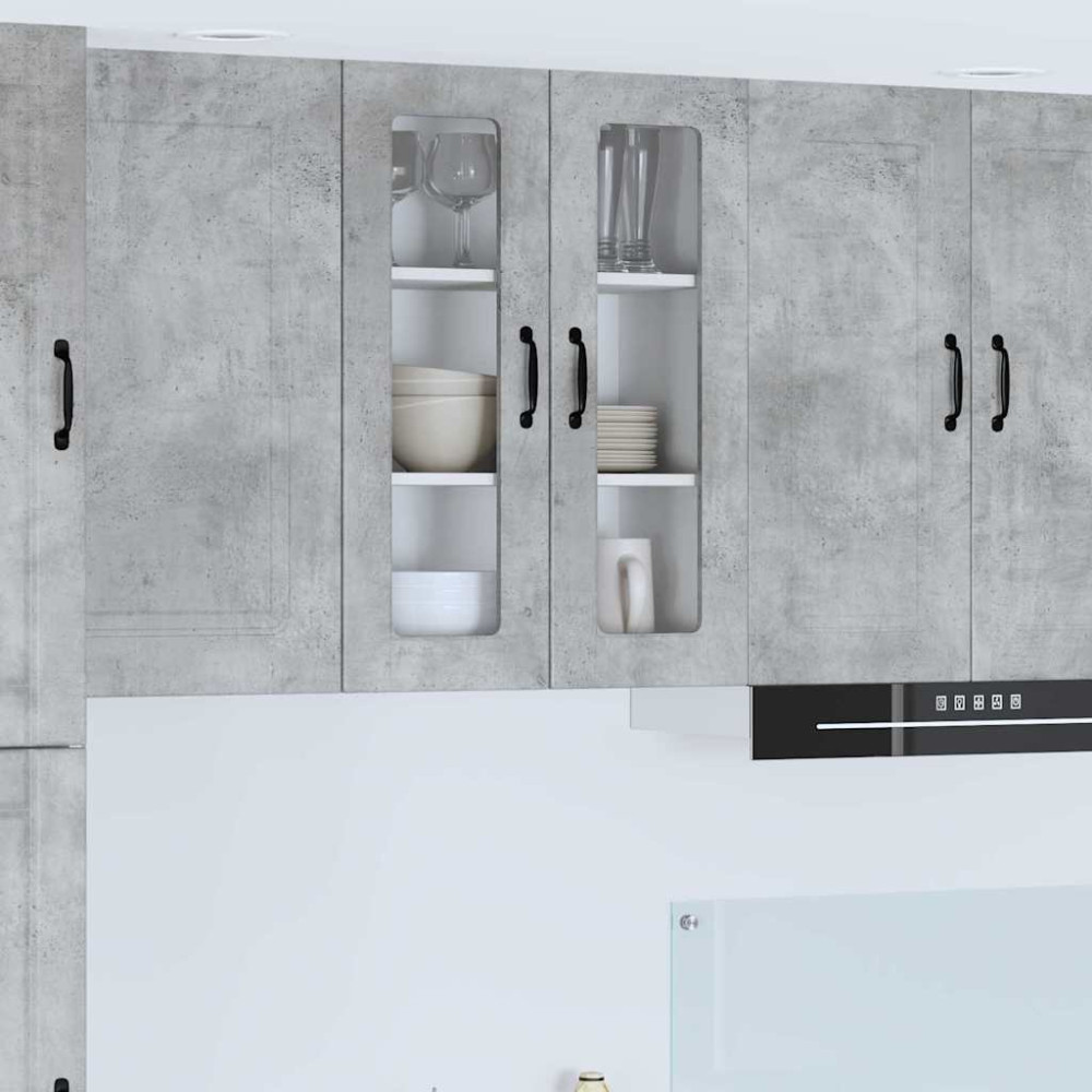 Produktbild för Väggglasförråd PORTO Betonggrå 60 x 31 x 80 cm Konstruerat trä