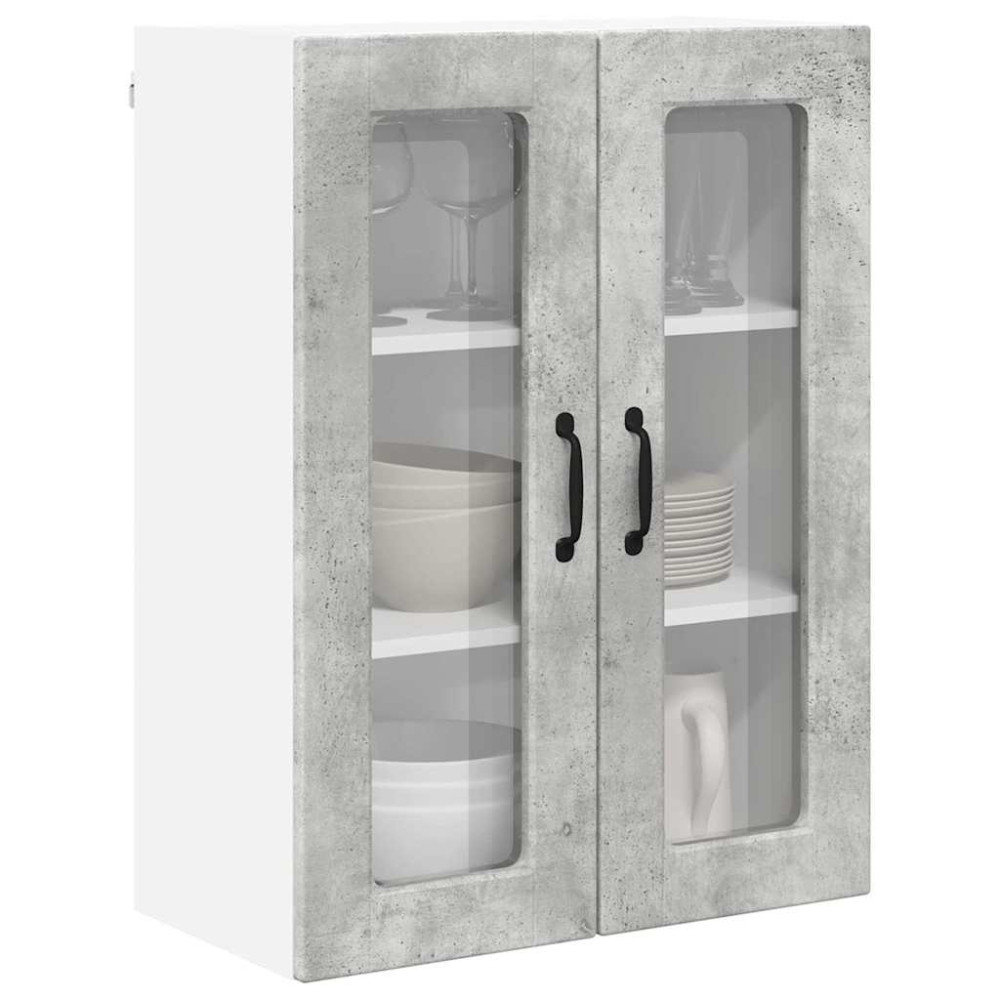 Produktbild för Väggglasförråd PORTO Betonggrå 60 x 31 x 80 cm Konstruerat trä