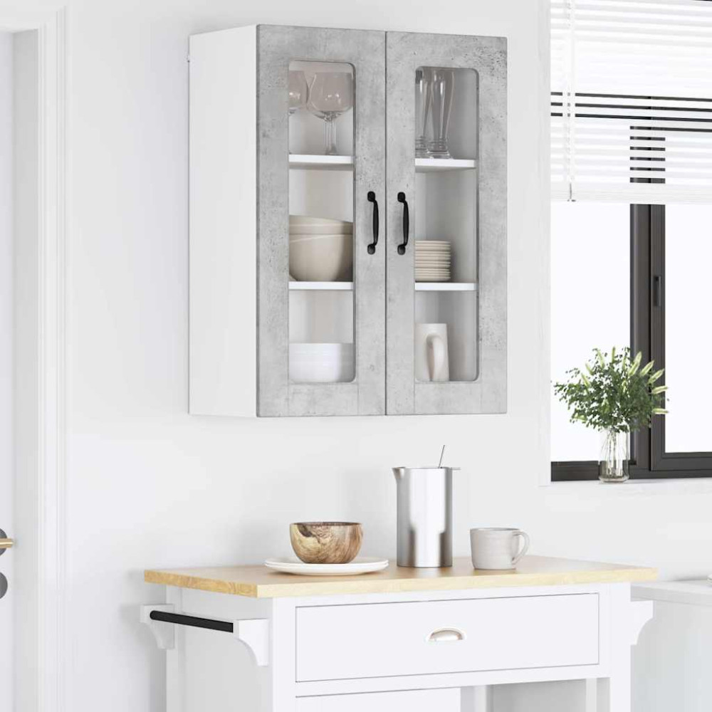 Produktbild för Väggglasförråd PORTO Betonggrå 60 x 31 x 80 cm Konstruerat trä