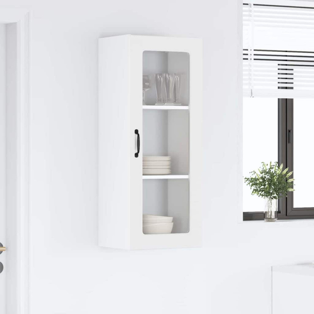 Produktbild för Väggglasförråd PORTO Vit 40 x 31 x 100 cm Konstruerat trä