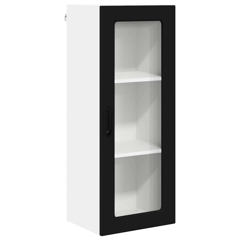Produktbild för Väggglasförråd PORTO Svart 40 x 31 x 100 cm Konstruerat trä