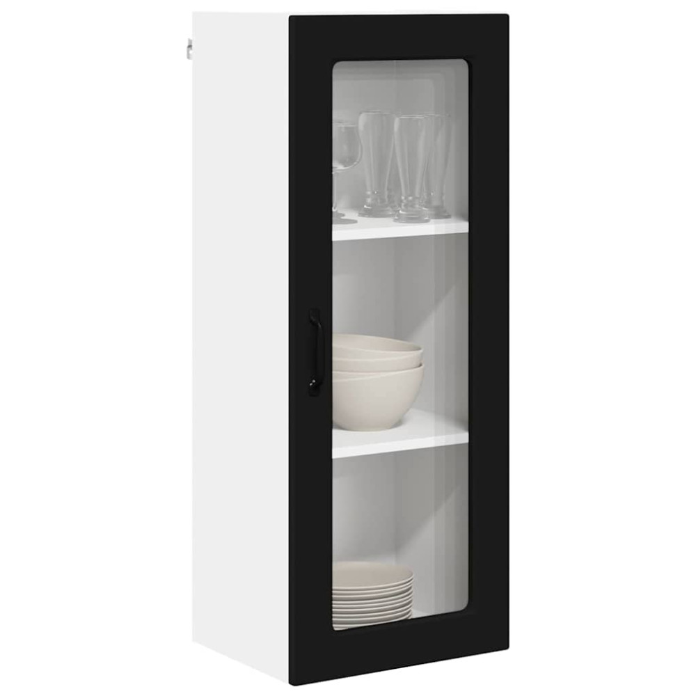 Produktbild för Väggglasförråd PORTO Svart 40 x 31 x 100 cm Konstruerat trä