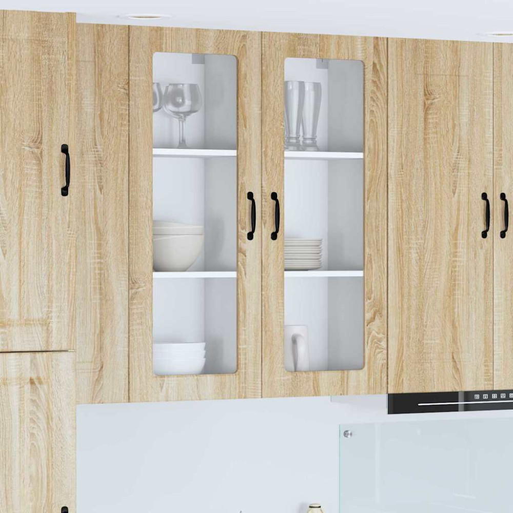Produktbild för Väggglasförråd PORTO Sonoma-ek 40 x 31 x 100 cm Konstruerat trä
