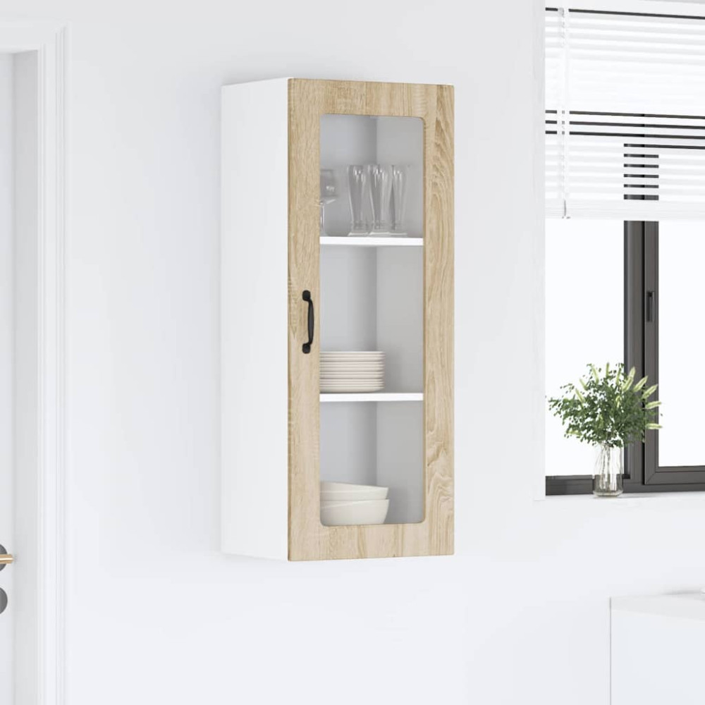 Produktbild för Väggglasförråd PORTO Sonoma-ek 40 x 31 x 100 cm Konstruerat trä
