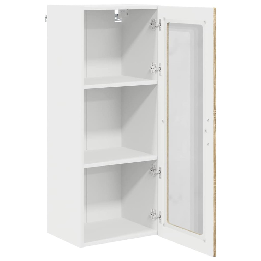 Produktbild för Väggglasförråd PORTO Sonoma-ek 40 x 31 x 100 cm Konstruerat trä