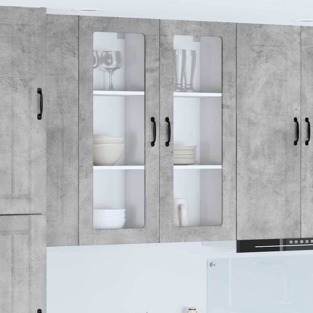 Produktbild för Väggglasförråd PORTO Betonggrå 40 x 31 x 100 cm Konstruerat trä