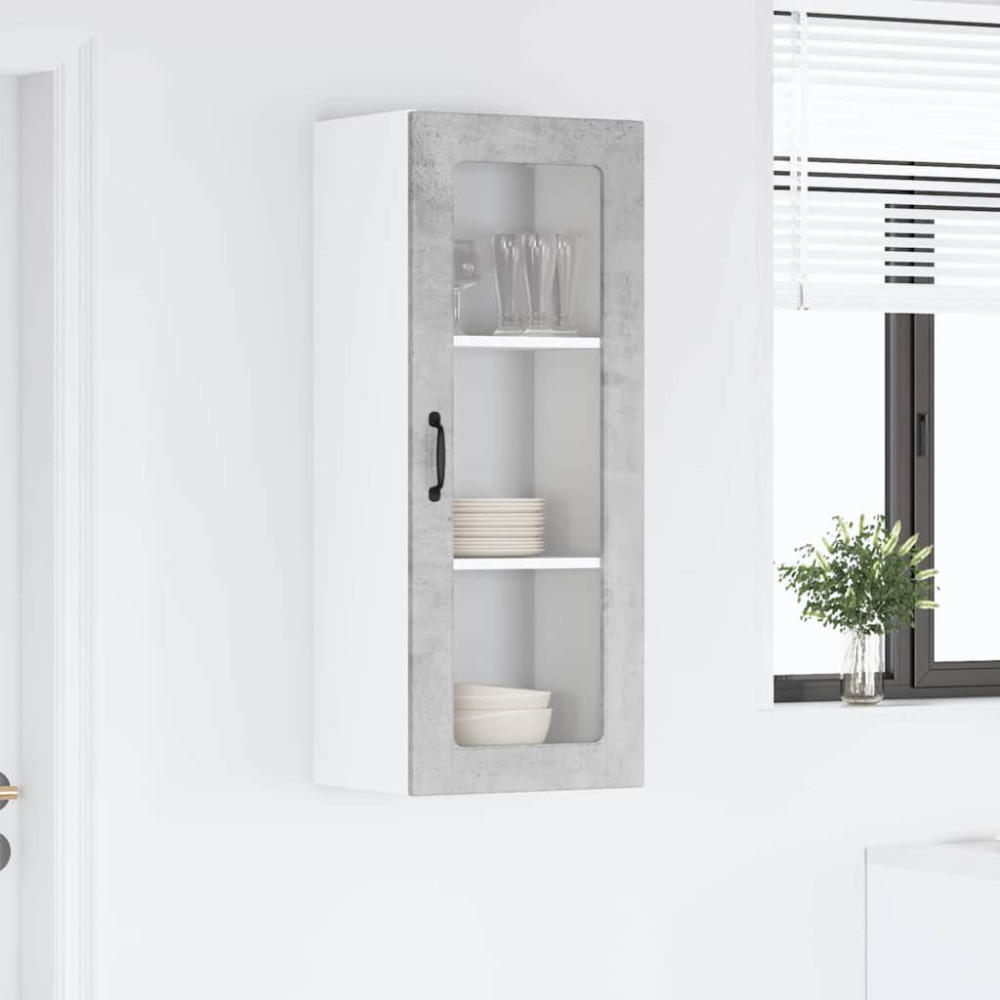 Produktbild för Väggglasförråd PORTO Betonggrå 40 x 31 x 100 cm Konstruerat trä