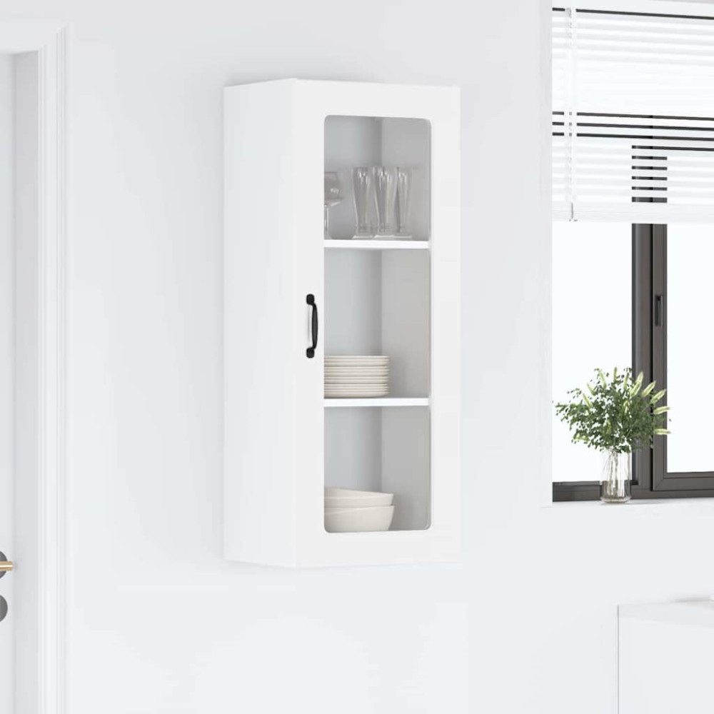 Produktbild för Väggglasförråd PORTO Högblanka vita 40 x 31 x 100 cm