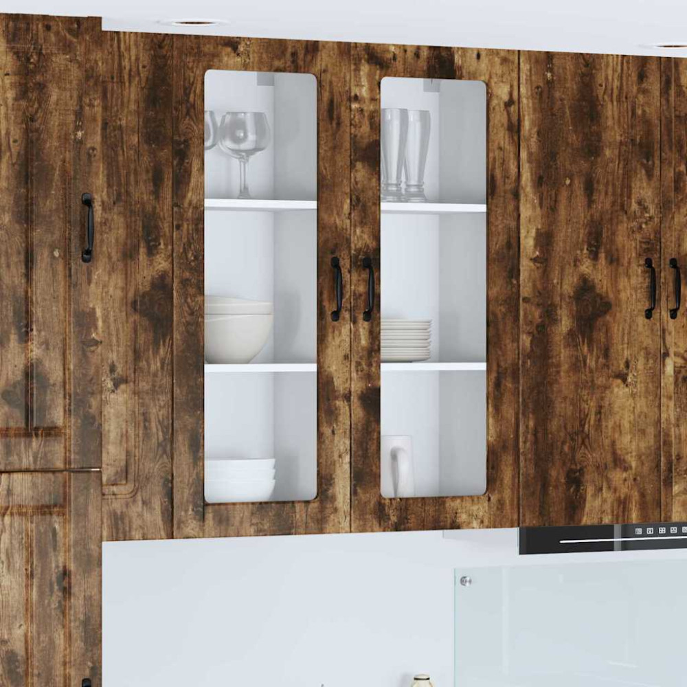 Produktbild för Väggglasförråd PORTO Rökt ek 40 x 31 x 100 cm Konstruerat trä