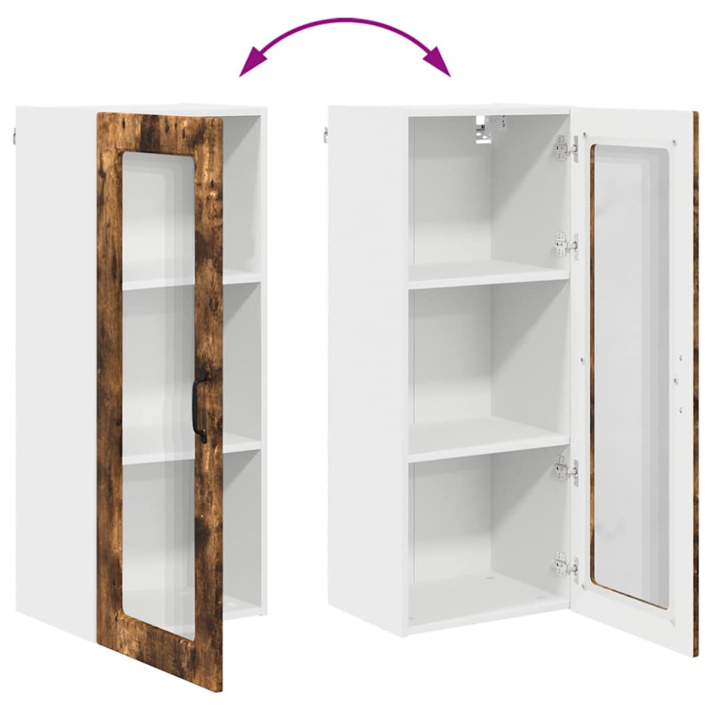 Produktbild för Väggglasförråd PORTO Rökt ek 40 x 31 x 100 cm Konstruerat trä
