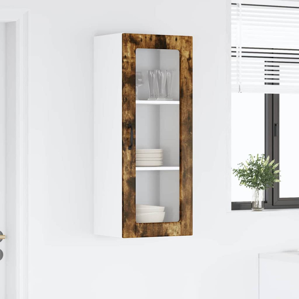 Produktbild för Väggglasförråd PORTO Rökt ek 40 x 31 x 100 cm Konstruerat trä