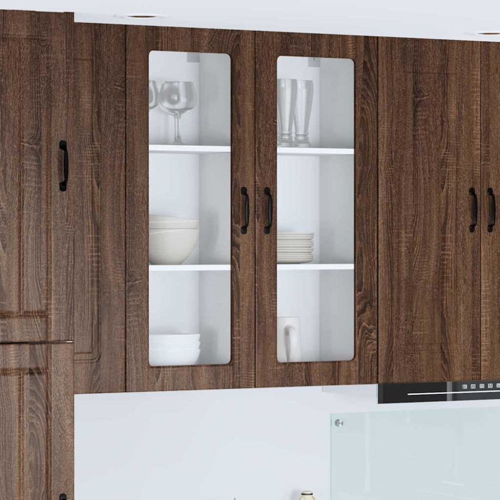Produktbild för Väggglasförråd PORTO Brun Ek 40 x 31 x 100 cm Konstruerat trä