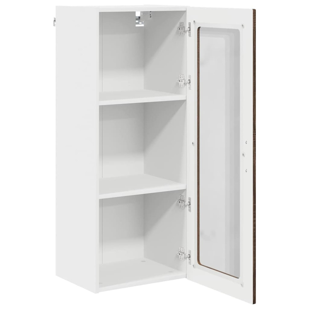 Produktbild för Väggglasförråd PORTO Brun Ek 40 x 31 x 100 cm Konstruerat trä