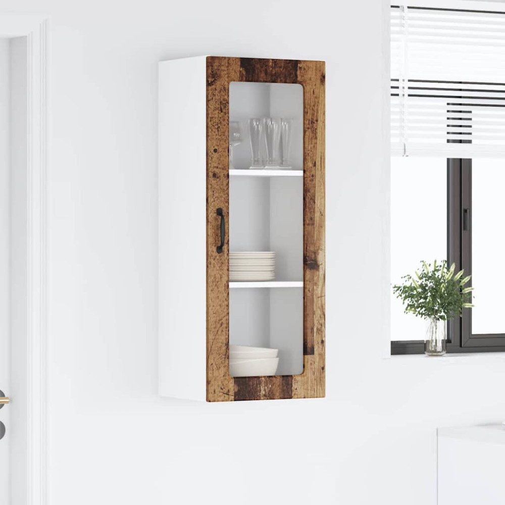 Produktbild för Väggglasförråd PORTO Gammalt trä 40 x 31 x 100 cm