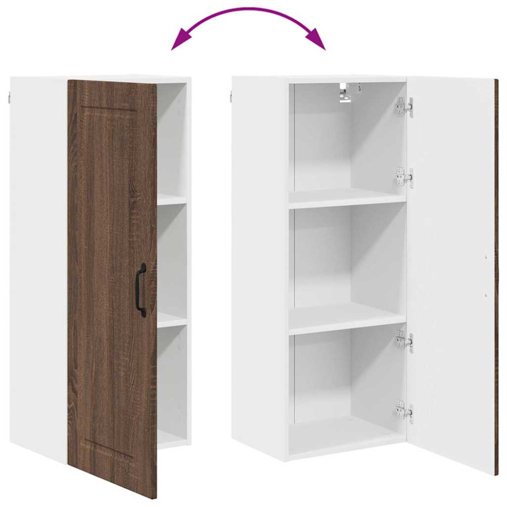 Produktbild för Väggskåp PORTO Brun Ek 40 x 31 x 100 cm Konstruerat trä