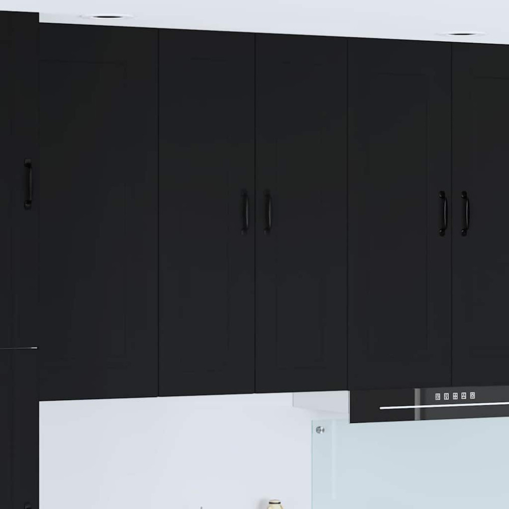 Produktbild för Väggskåp PORTO Svart 60 x 31 x 100 cm Konstruerat trä
