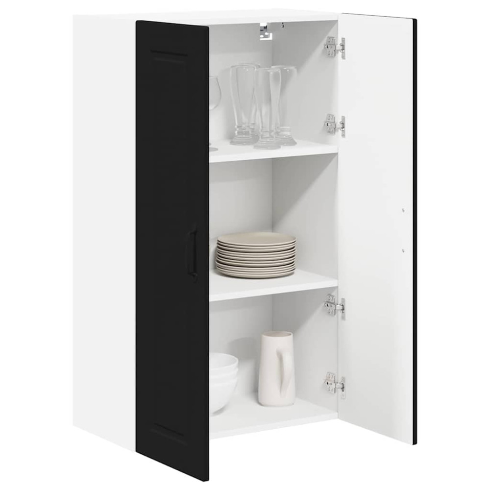 Produktbild för Väggskåp PORTO Svart 60 x 31 x 100 cm Konstruerat trä