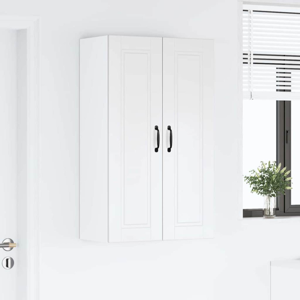 Produktbild för Väggskåp PORTO Högblanka vita 60 x 31 x 100 cm Konstruerat trä