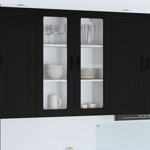 vidaXL Väggglasförråd PORTO Svart 80 x 31 x 100 cm Konstruerat trä