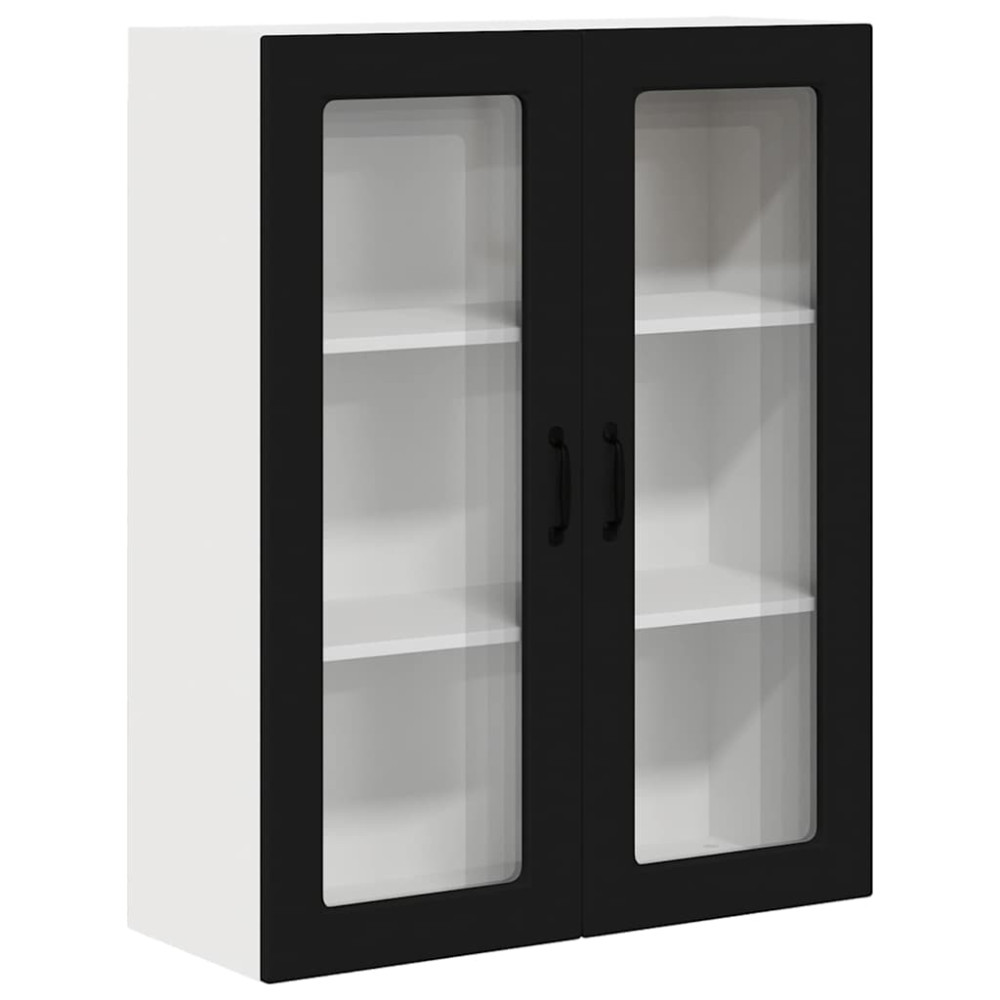 Produktbild för Väggglasförråd PORTO Svart 80 x 31 x 100 cm Konstruerat trä