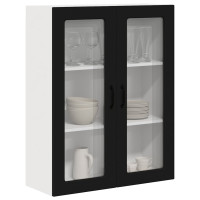 Produktbild för Väggglasförråd PORTO Svart 80 x 31 x 100 cm Konstruerat trä