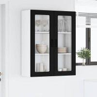 Produktbild för Väggglasförråd PORTO Svart 80 x 31 x 100 cm Konstruerat trä