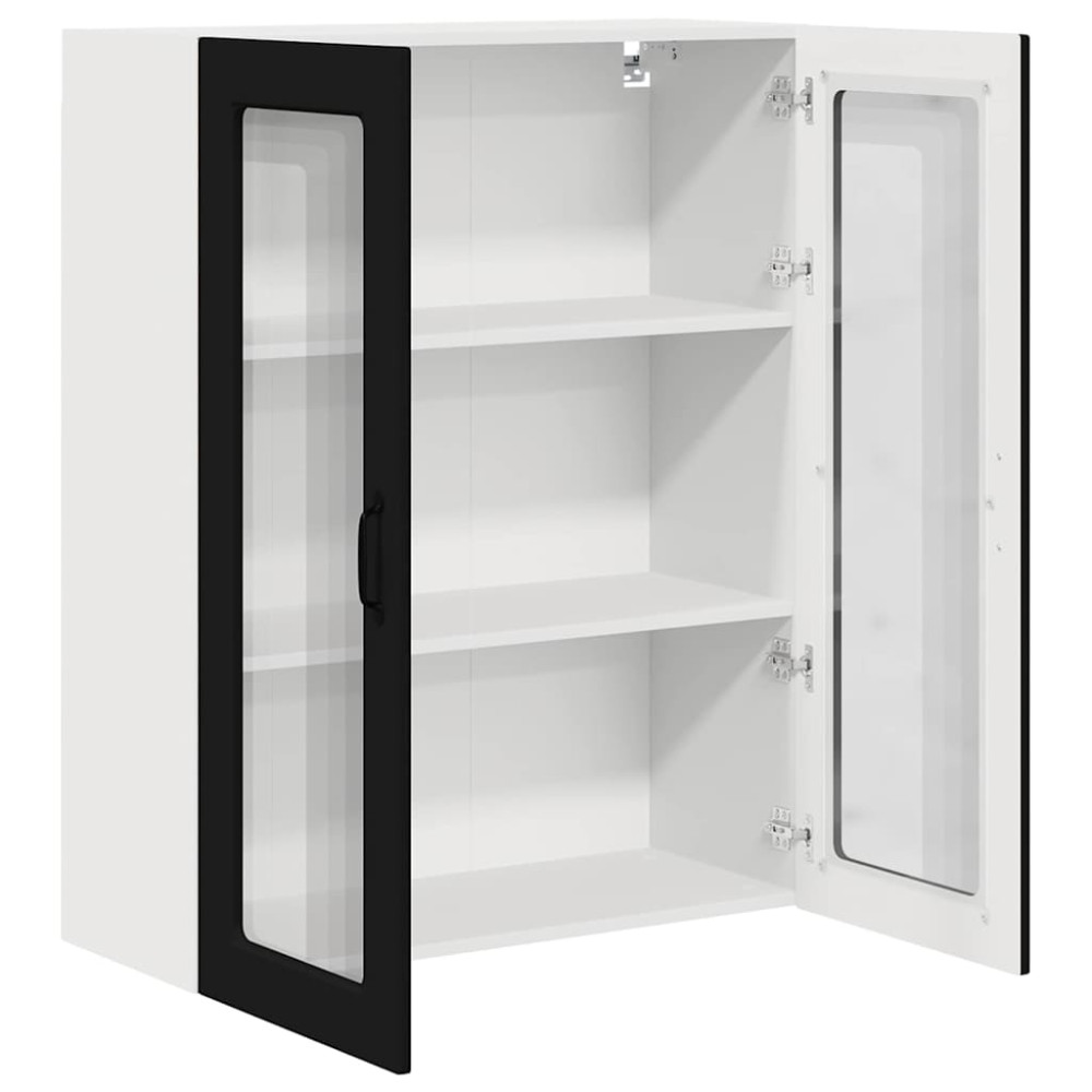 Produktbild för Väggglasförråd PORTO Svart 80 x 31 x 100 cm Konstruerat trä