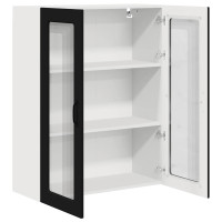 Produktbild för Väggglasförråd PORTO Svart 80 x 31 x 100 cm Konstruerat trä