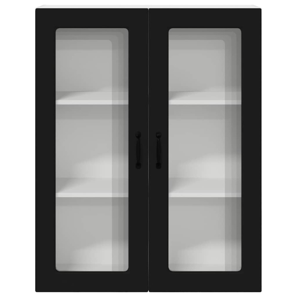 Produktbild för Väggglasförråd PORTO Svart 80 x 31 x 100 cm Konstruerat trä